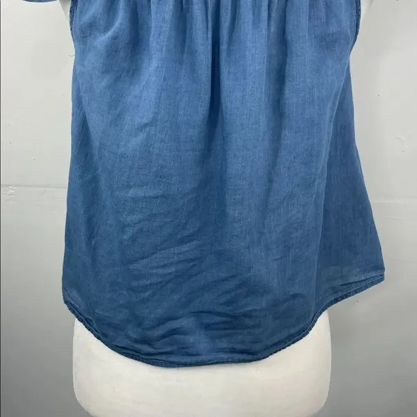 Madewell Chambray Blue Off-Shoulder Top peasant style 100% Cotton size Small - Image 10