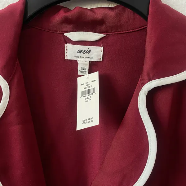 NWT Aerie Off-Duty Satin Piping Shirt - Image 3