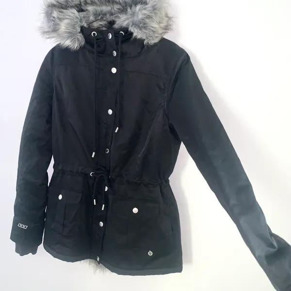 Lorna Jane Black Fur Lined Parka - Image 4