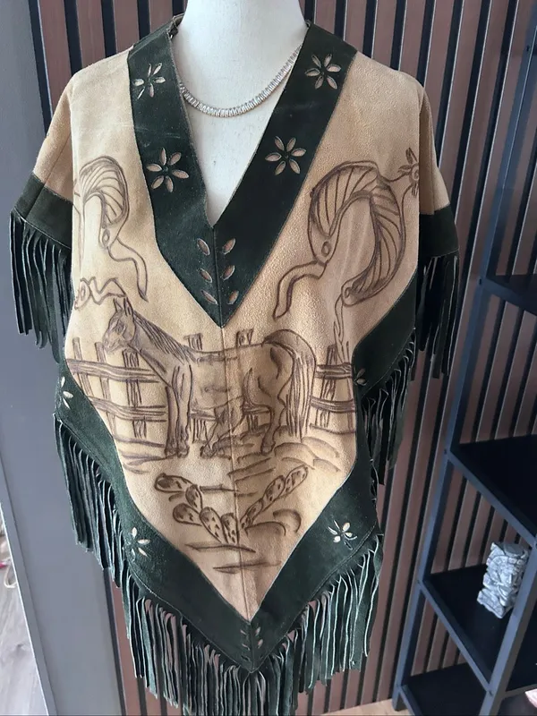 Poncho two tone western style Indian American horse size small/medium - Image 6