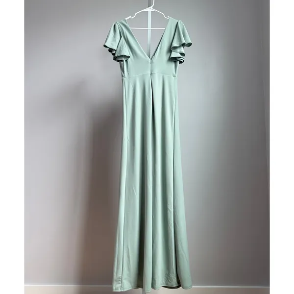 Birdy‎ Grey sz M green flutter sleeve maxi dress - Image 8