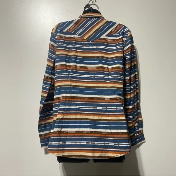 Panhandle Western Long Sleeve Serape Shirt Size Medium NWT Button Snaps Orange - Image 7