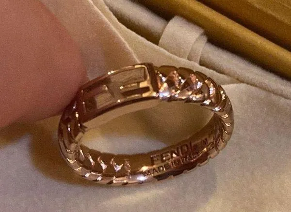 Fendi Baguette Metal Oro Rosa Ring Size M - Image 4