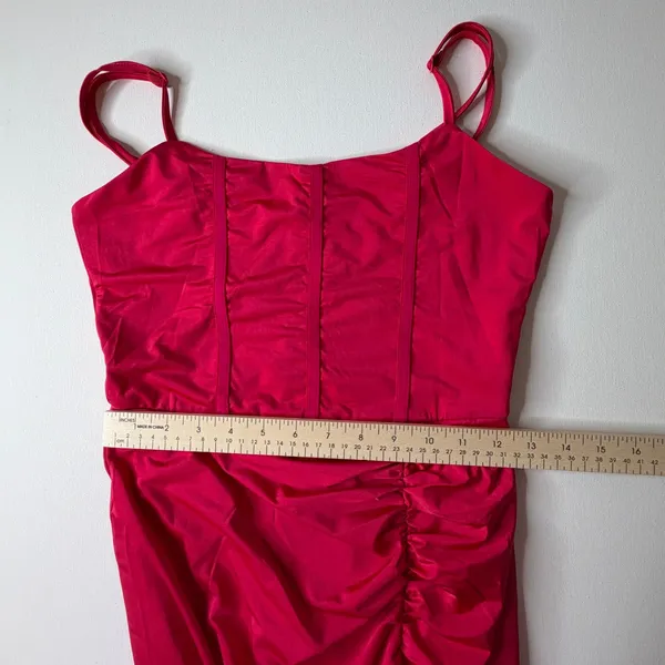 NWT Showpo‎ Trinah Corset Maxi Dress Size 6 Pink Ruched High Slit Formal Stretch - Image 11