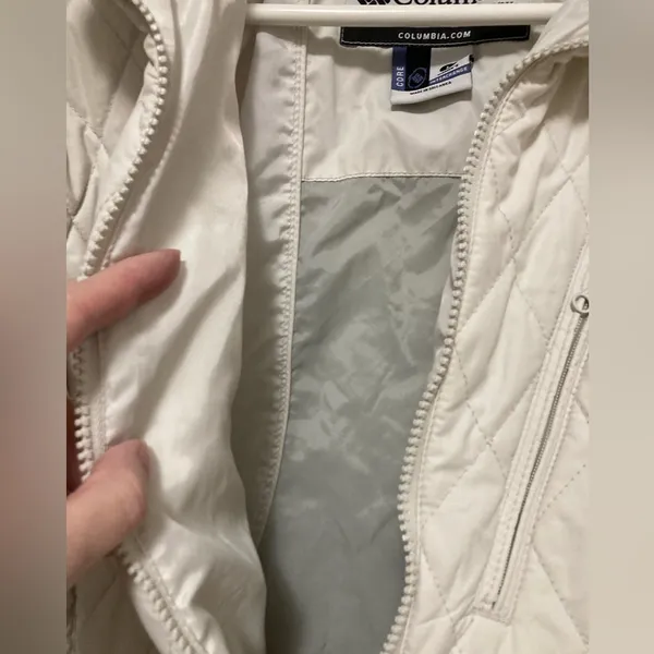 *Columbia Off White Mock Neck Quilted Large Long Sleeve Puffer Jacket #HC - Image 11