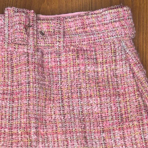 Lovers‎ + Friends REVOLVE Amira Notched Front Tweed Mini Skirt Belt Pink Size XS - Image 9