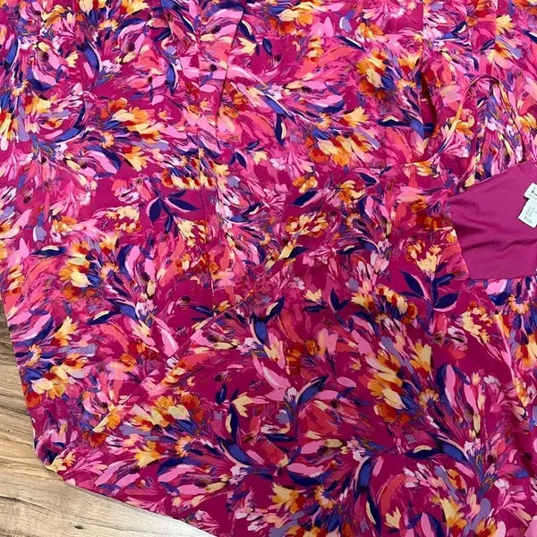 NEW Nicole Miller NY Hot Pink Floral Print Sleeveless Maxi Shift Dress Size XL - Image 11