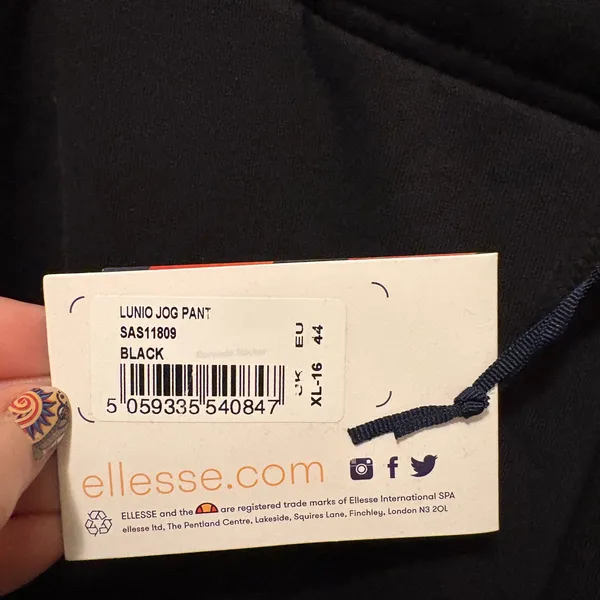 Elllesse NWT Black Crystal Women's Jogger Pants ss 12 (L/XL)‎ - Image 4