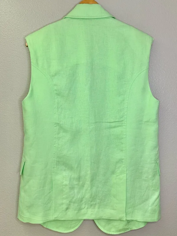 NWT Free People Linen Cotton Oversized Vest Shoulder Pad Long Length Lime Neon - Image 7