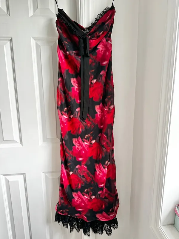For Love and Lemons Dark Romance Strapless Floral Lace-Hem Maxi Dress - Image 11