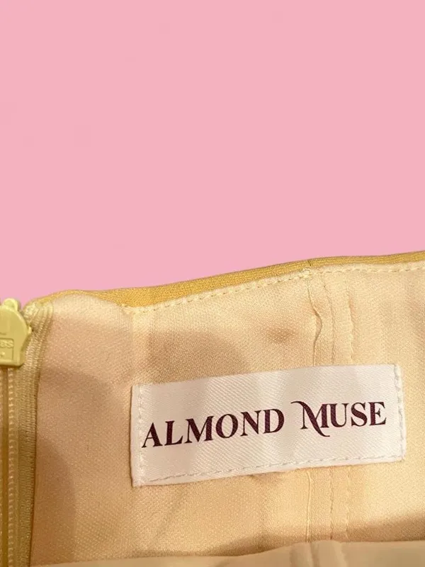 almond muse rosalind baby yellow/gold satin maxi dress with corset top - Image 6