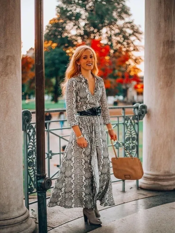Zara Gray Snake-Print Maxi Dress - Image 11