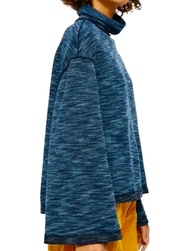Like New Free People We The Free Sunny Days Turtleneck Top Blue Generous Small - Image 3