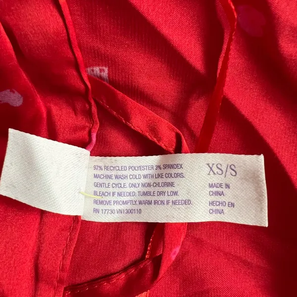 Stars Above Satin Red Ditsy Heart Print Silky Feel Sleep Robe XS Valentines Day - Image 5