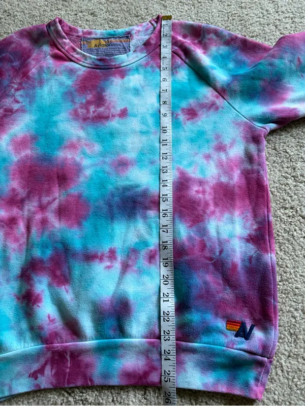 Aviator Nation AV Crewneck Sweatshirt Tie Dye Pullover Pink Blue size small - Image 13
