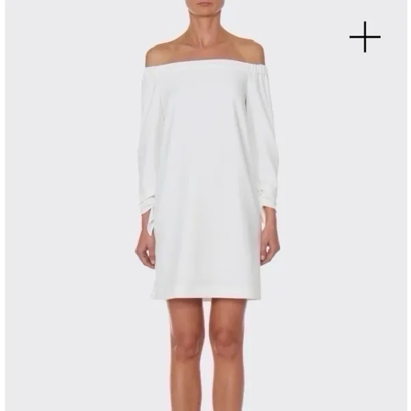 NEW Tibi Women’s Structured Crepe Off-the-Shoulder Dress Ivory Size 2 - Image 4
