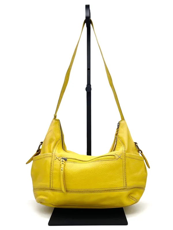 The Sak Kendra Hobo Shoulder Bag Mustard Yellow Leather Slouchy Zip Pocket Purse - Image 3