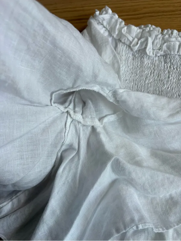 Dance & Marvel White Off-Shoulder Smocked Tunic with Ruffle Sleeves - Image 8