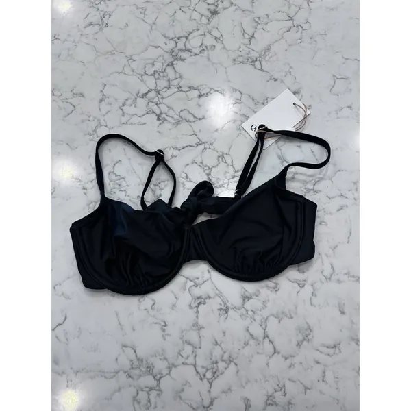 NWT Quince Black Italian Demi Bikini Top Size Medium - Image 3