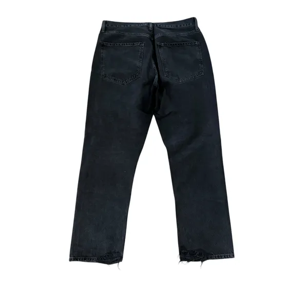 AGOLDE Riley Straight Crop Jeans Black Ripped - Image 3