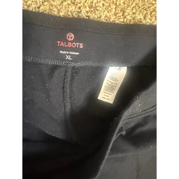 T by Talbots Womens XL Black Wide Leg Lounge Pants Pockets Pull on Athleisure - Image 3