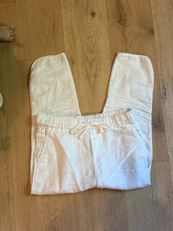 Caslon White Linen Pull On Ankle Pants Size Small - Image 3