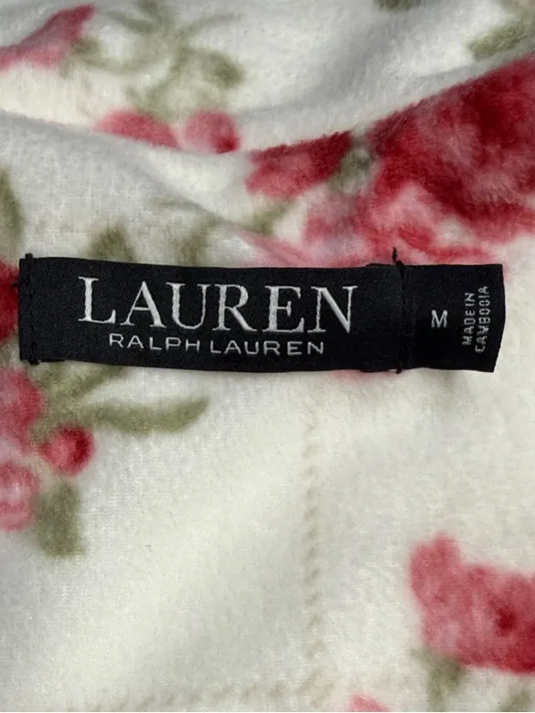 Lauren Ralph Lauren Cream Pajama Top with Pink Floral Print - Image 6