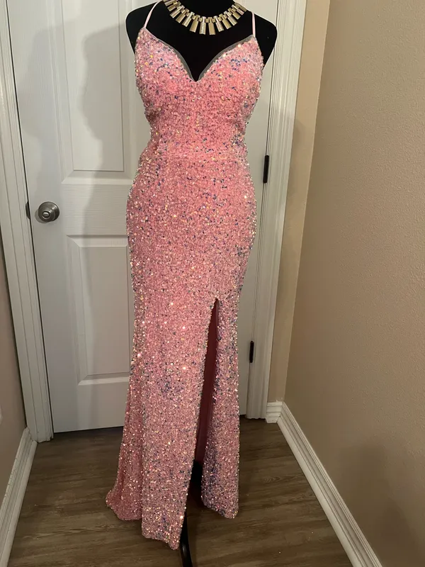 Pink sequin wedding guest prom maxi dress - Image 8