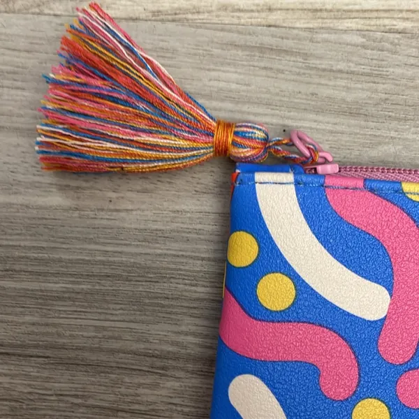 Multicolor Print Glam Bag with Tassel Approximately 5” X 7” - Image 4