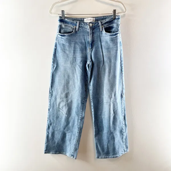 Just Black Denim Slim Cropped Wide Leg Mid Rise Jeans Blue 26 - Image 2