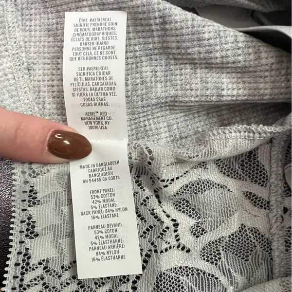 Aerie Lace Waffle Longline Bralette in Light Gray Size S New with Tags - Image 13