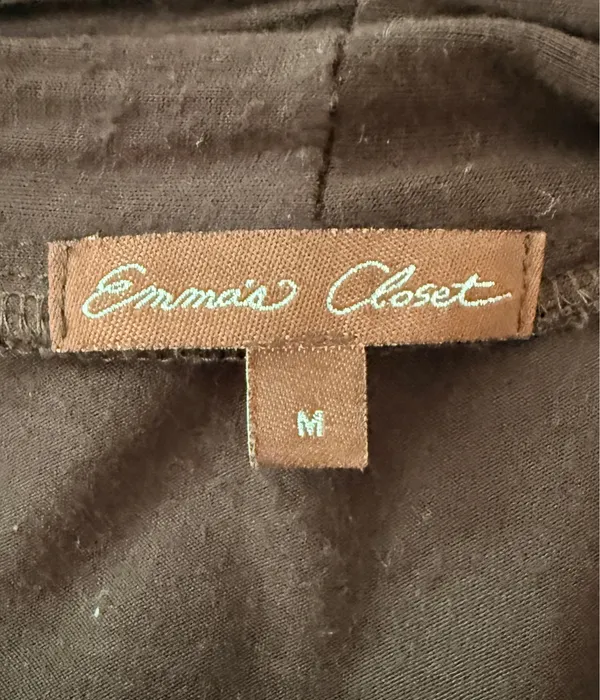 Emma's Closet Brown Solid V-Neck Open Front Long Sleeve Cardigan Women's M - Image 5