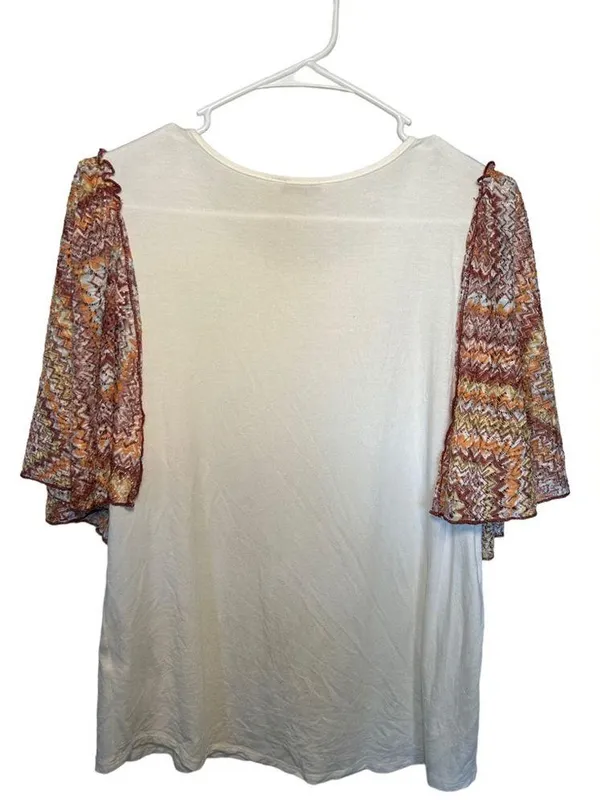 Cha cha vente white with colorful sleeves size large - Image 6