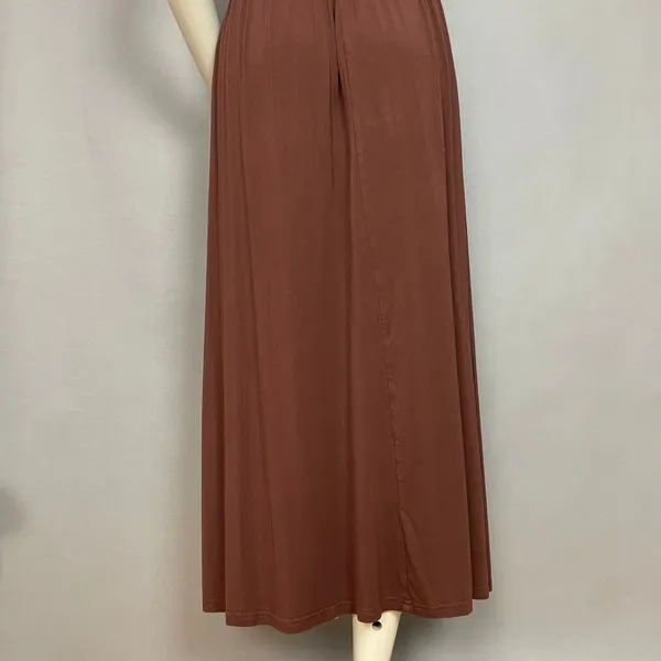 Zesica Dress Off One Shoulder Dropped Waist Brown Clingy Fitted Small Sleeveless - Image 9