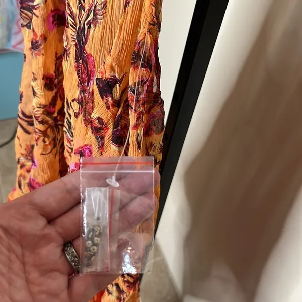NWOT Intimately Free People Orange Floral Sheer Chemise Slip Dress Boho Sz Large - Image 3