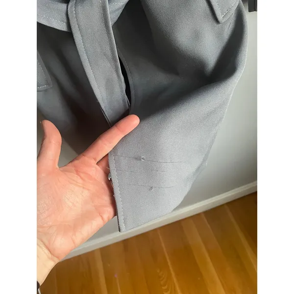 Chic Wish Grey Trench Coat Jacket Minimalist Neutral size XS Preppy Smart Work - Image 3