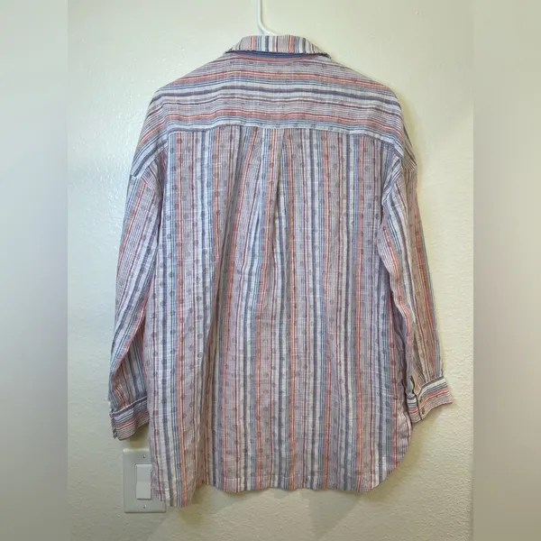 Maeve Anthropologie Breckenridge Striped‎ Polka Dot Button Boho Shirt Size S - Image 5