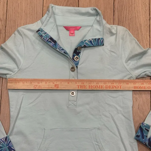 Lilly Pulitzer UPF 50+ LANDLEY Popover XS Green Blue Athleisure Preppy Sweater‎ - Image 8
