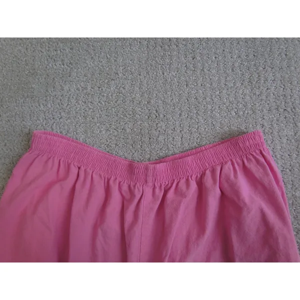 Vintage 90s Cotton Pajama Set‎ XXXL Pink Cotton Floral Embroidered Button Up - Image 9