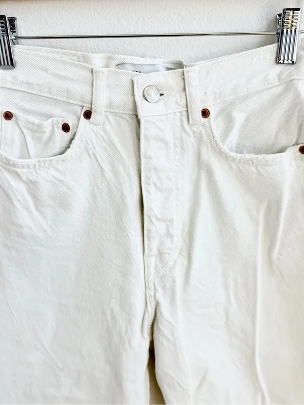 Zara The Bliss Straight Jeans Size 2 Color White Distressed Y2k - Image 2
