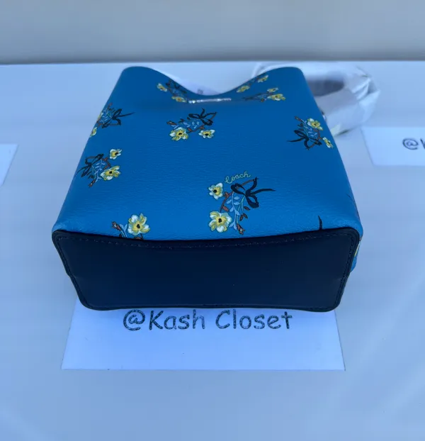 Coach Mini Town Bucket Bag With Floral Bow Print -Blue Multi - Image 9