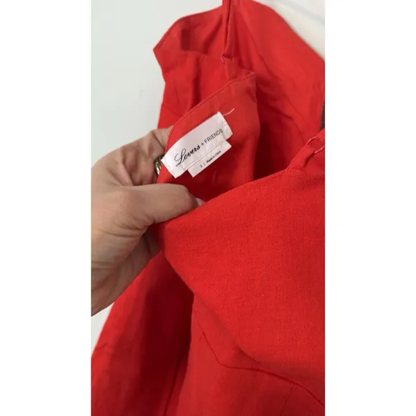 Revolve Lovers + Friends Wendy Linen Mini Dress Size Small Red Cocktail 1757 - Image 8
