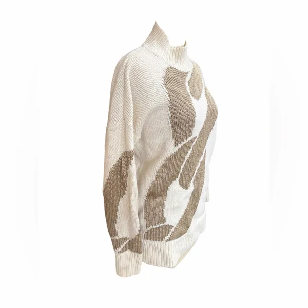 REISS Pia Wool Blend Metallic Pattern Jumper‎ Top in Cream Size S - Image 4