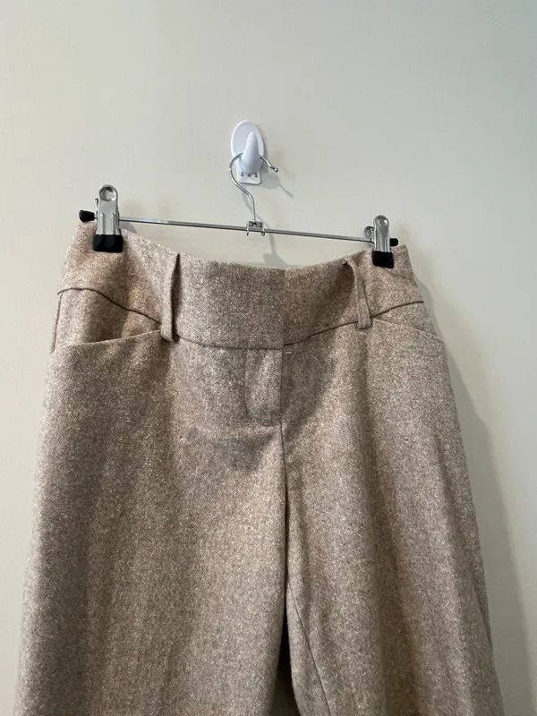 Express DESIGN STUDIO EDITOR TAN TWEED PANTS SIZE 2 - Image 4