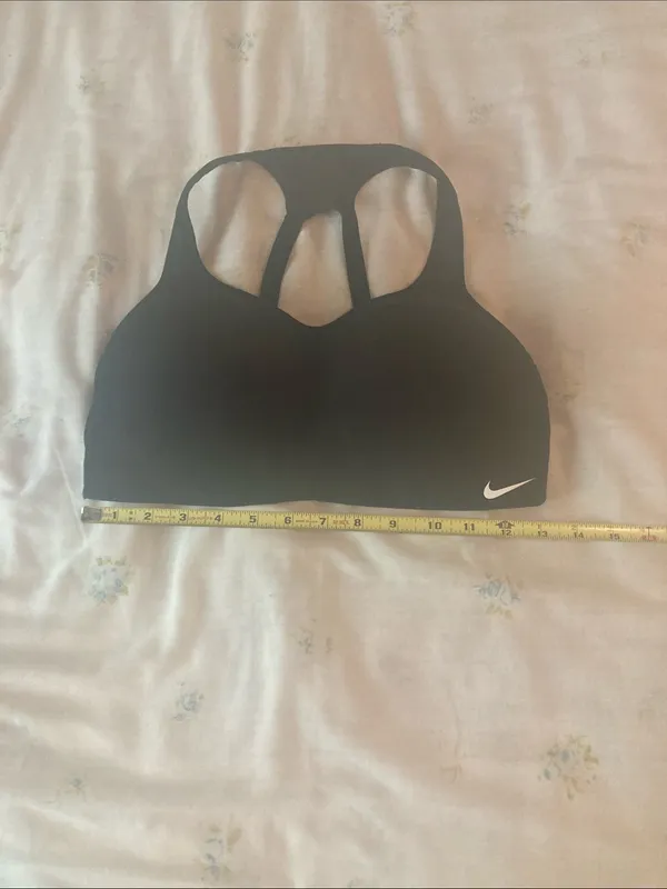 Nike Black Racerback Padded Sports Bra with White Swoosh - Image 2