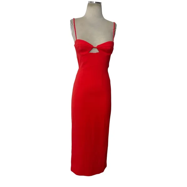 Bardot Vienna Midi Dress in Flame Orange 2 New Womens Cut out Cocktail - Image 4