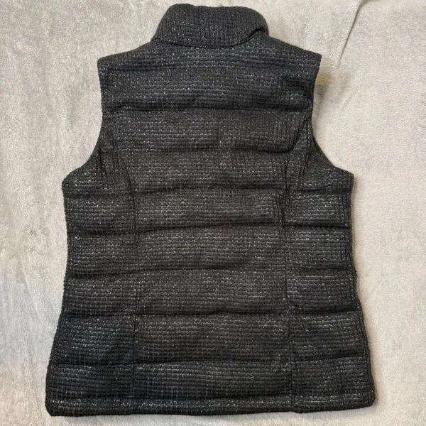 Charter Club Black Metallic Gold‎ Tweed Puffer Vest Quilted Jacket Size S - Image 9