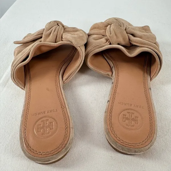 Tory Burch Annabelle‎ Bow Suede Slide Sandal in Tan Size 6.5 - Image 5