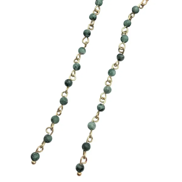 Universal Threads Earrings Dangle Beaded Semi-Precious Green Gold Tone - Image 2
