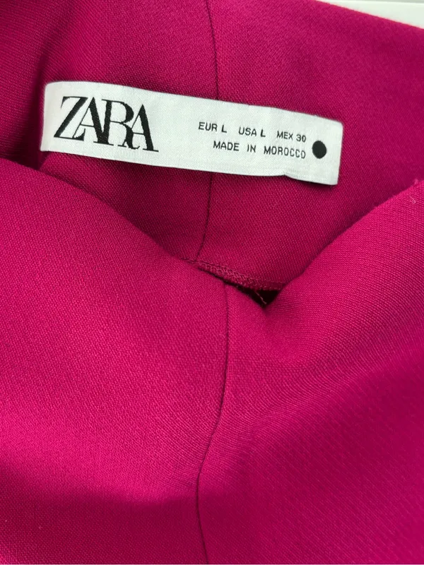 Zara High-Waisted Wide-Leg Culotte Trousers Fuchsia Pink Business Professional - Image 6